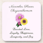 November Geburtsmonat Blume Chrysanthemum Getränkeuntersetzer (Vorderseite)
