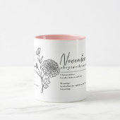 November Geburtsmonat Blume Chrysanthemum Minimal Tasse (Zentrum)