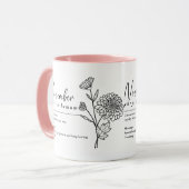 November Geburtsmonat Blume Chrysanthemum Minimal Tasse (Vorderseite Links)