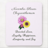 November Geburtsmonat Blume Chrysanthemum Mousepad (Vorne)