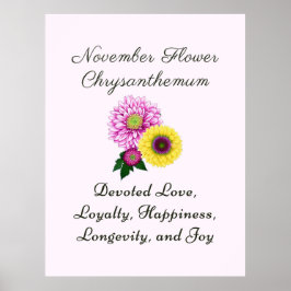 November Geburtsmonat Blume Chrysanthemum Poster