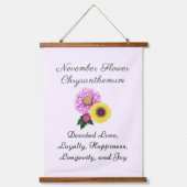 November Geburtsmonat Blume Chrysanthemum Wandteppich Mit Holzrahmen (Vorderseite)