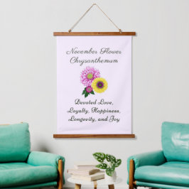 November Geburtsmonat Blume Chrysanthemum Wandteppich Mit Holzrahmen