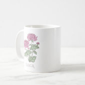 November Geburtsmonat Blume Lila Chrysanthemum Kaffeetasse (Vorderseite Links)