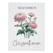 November Geburtsmonat Chrysanthemum Floral Poster (Vorderseite)