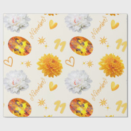 November Geburtsstein & Blume | Citrin & Chrysanth Geschenkpapier