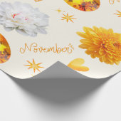 November Geburtsstein & Blume | Citrin & Chrysanth Geschenkpapier (Ecke)