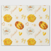 November Geburtsstein & Blume | Wasserfarbe Geschenkpapier (Flach)