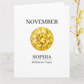 November Geburtsstein Geburtstagsname Topas Karte (Gelbe Blume)
