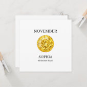 November Geburtsstein Geburtstagsname Topas Karte (Vorderseite/Rückseite Beispiel)