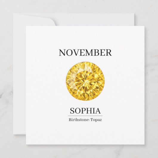 November Geburtsstein Geburtstagsname Topas Karte (Vorderseite)
