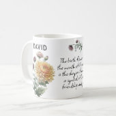 November Geburtstag Blume Chrysanthemum Name hinzu Kaffeetasse (Vorderseite Links)