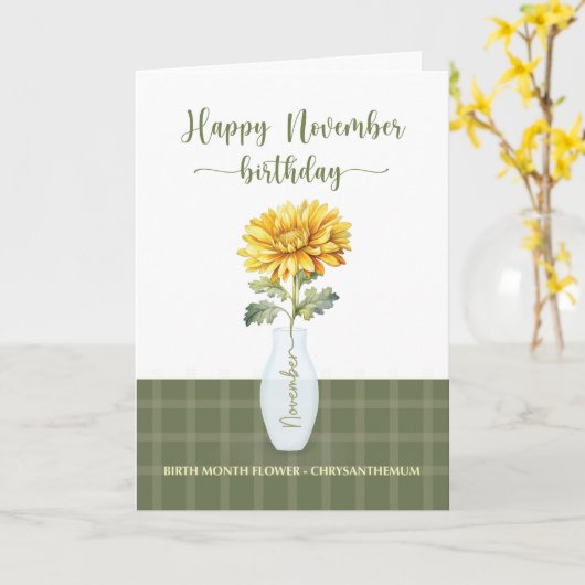 November Geburtstag Chrysanthemum Geburtsmonat Blu Karte (Gelbe Blume)