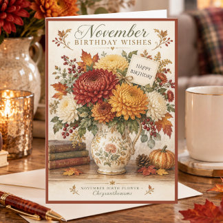November Geburtstagswünsche Chrysanthemen Geburtst Karte
