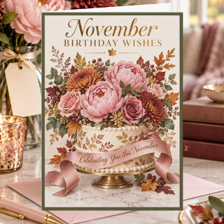 November Geburtstagswünsche Pfingstrose Floral Geb Karte