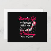 November Girl Stepping Into My Birthday high heels Postkarte (Vorne/Hinten)