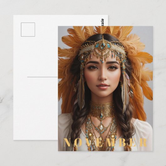 *~* NOVEMBER Golden Topaz AP53 Boho Birthstone Postkarte (Vorne/Hinten)