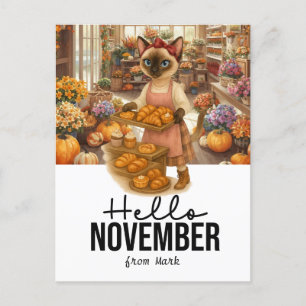 November Gruß von Cat Lovers Bäckerei Feiertagspostkarte