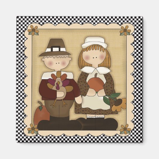 November Holiday Pilgrim Erntedank Magnet (Vorne)