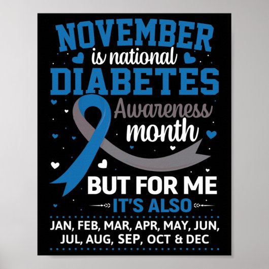 November is Diabetes Awareness Month Blue and Gray Poster (Vorne)