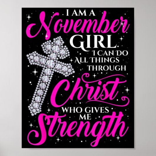 November-Mädchen Lustiger Spruch Christlich Poster (Vorne)