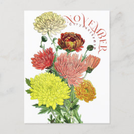 November Monat Blume Chrysanthemum Extravagant Pos Postkarte