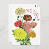 November Monat Blume Chrysanthemum Extravagant Pos Postkarte (Vorne/Hinten)