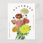 November Monat Blume Chrysanthemum Postkarte (Vorderseite)