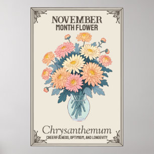 November Monat Blume Poster