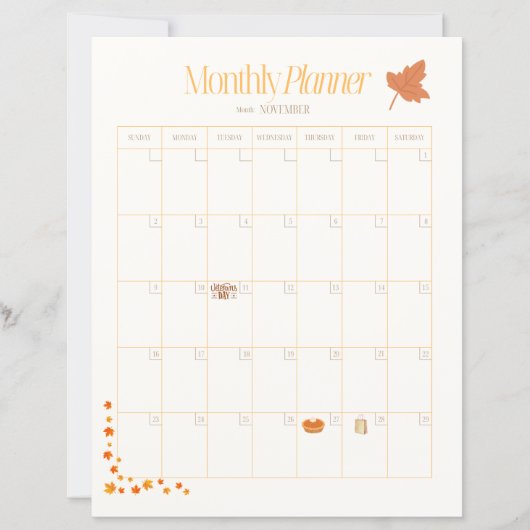 November-Monatsplaner (Vorderseite)