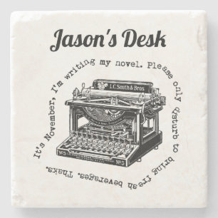 November Novel Writer Vintage Schreibmaschine Steinuntersetzer