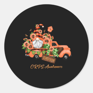 November Orange Gnome Vintag Truck CRPS Bewusstsei Runder Aufkleber