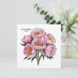 November Peony Bloom - Personalisiertes Geburtstag Einladung