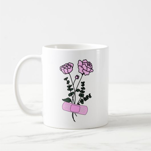 November Peony Blume Bandaid Kaffeetasse (Links)
