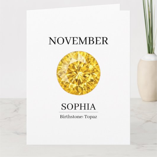 November Topas Personalisierter Geburtstag Karte (Vorderseite)