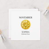 November Topas Personalisierter Geburtstag Karte (Vorderseite/Rückseite Beispiel)