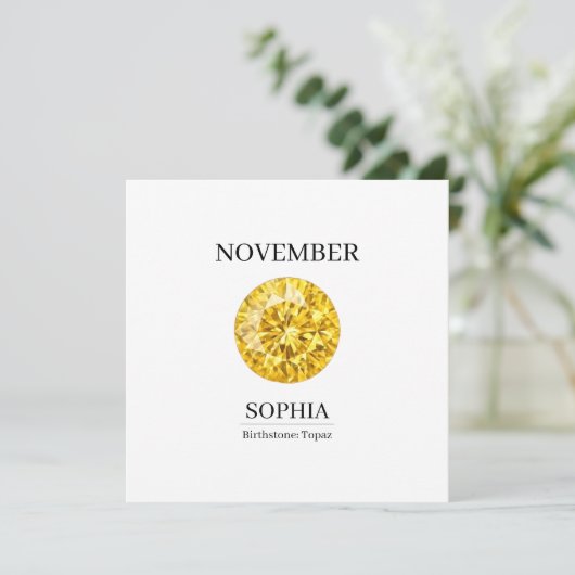November Topaz Personalized Birthday Karte (Stehend Vorderseite)