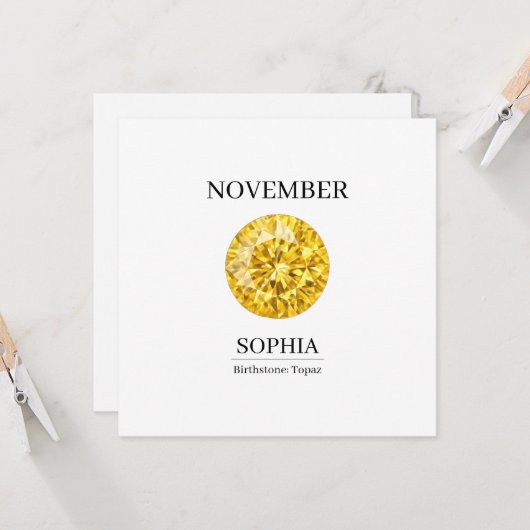 November Topaz Personalized Birthday Karte (Vorderseite/Rückseite Beispiel)