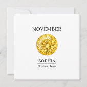 November Topaz Personalized Birthday Karte (Vorderseite)