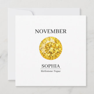 November Topaz Personalized Birthday Karte
