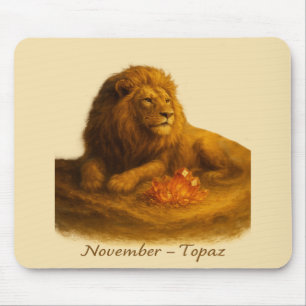November Topaz - Regal Lion & Golden Crystal Mousepad