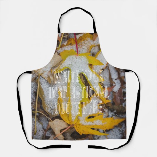 November-Wald: Gelbe Blätter unter dem Schnee Schürze (Vorderseite)