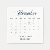 Novemberkalender Dark Blue Wedding Serviette (Vorderseite)