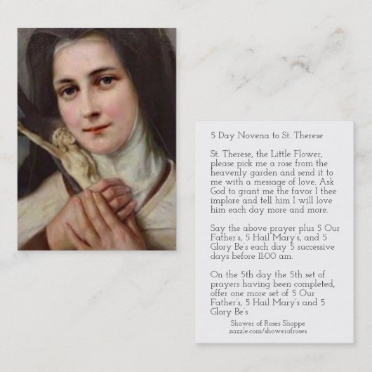 Novena-heilige Karte St. Therese Jesus Kruzifix (Vorne/Hinten)