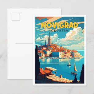 Novigrad Croatia Vintage Illustration Postkarte
