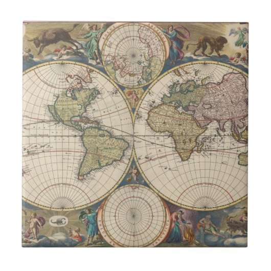 Novissima Totius Terrarum Orbis Tabula Fliese (Vorderseite)