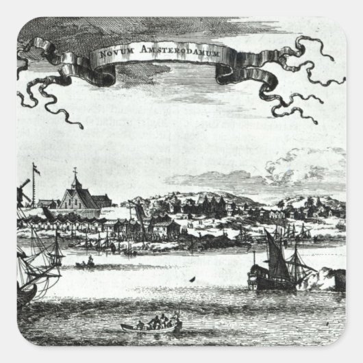Novum Amsterdam, c.1667 Quadratischer Aufkleber (Vorderseite)