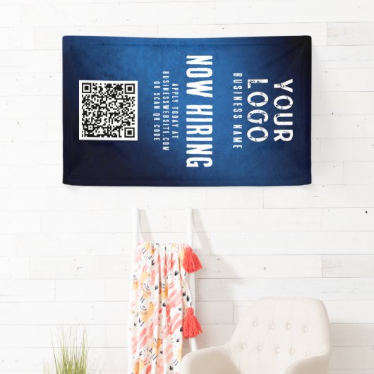 Now Hiring Banner QR Code Blue Grunge Gradient (Insitu)