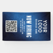Now Hiring Banner QR Code Blue Grunge Gradient (Horizontal)