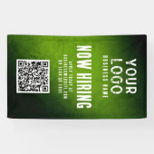 Now Hiring Banner QR Code Green Grunge Gradient (Horizontal)